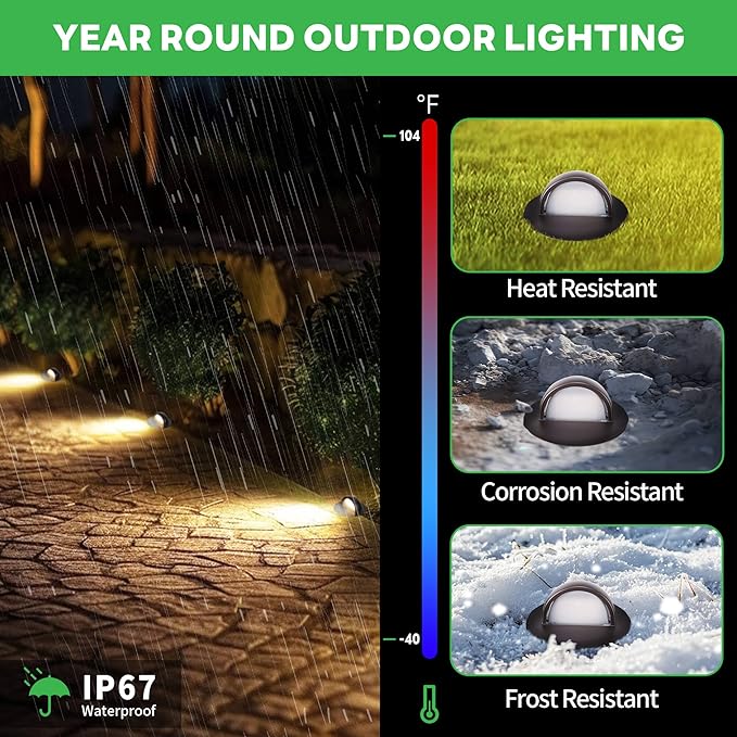 3000K Landscape Well Lights, 6W 420LM LED Low Voltage 12V Ground Lights, IP67 Waterproof Aluminum Oil-Rubbed Bronze, Anti-Glare Outdoor Lighting for Pathway, Tree, Walkway