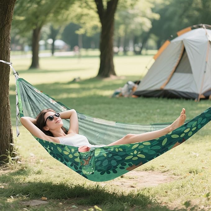 Green Tree Flower Watercolor Envelope 330lb Capacity Hammocks with Hanging Rope Tree Hammock for Patio Backyard Lounge Base capas para la Lluvia