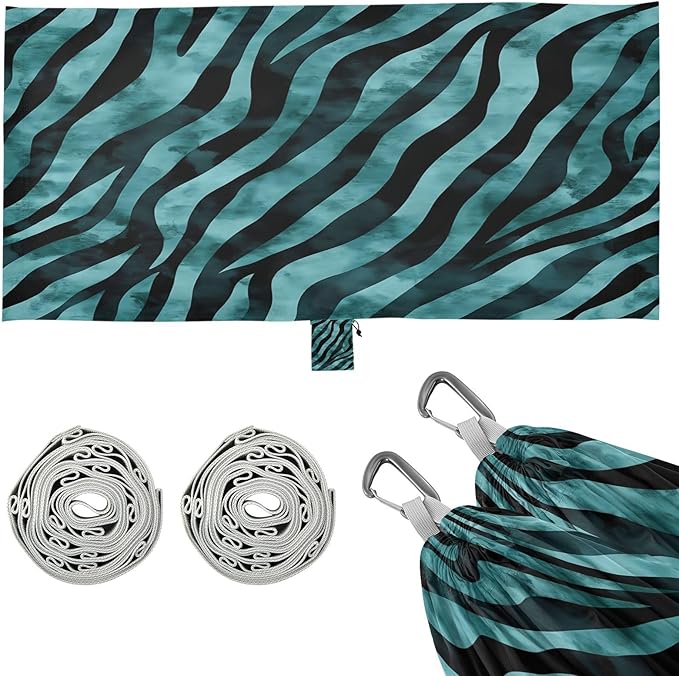 Hammocks for Outside Watercolor Zebra Print Camping Hammock Portable Hammocks with Tree Straps and Carry Bag Camping Accessories for Hiking Beach Outdoor