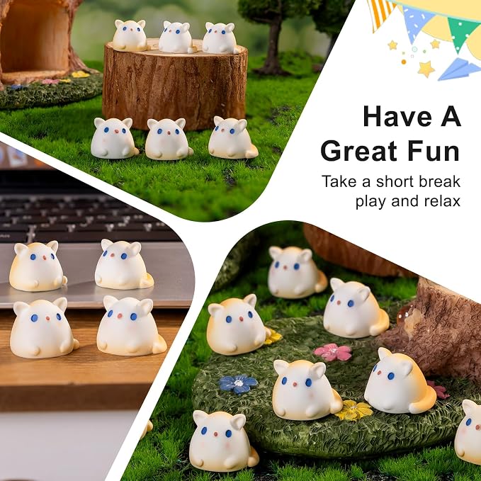 60 pcs Mini Resin Cat Many Styles Variety Tiny Animals Figures Miniature Little Small Animal Figurines Bulk for Micro Fairy Garden Landscape Accessories Hide Crafts Decor Aquarium
