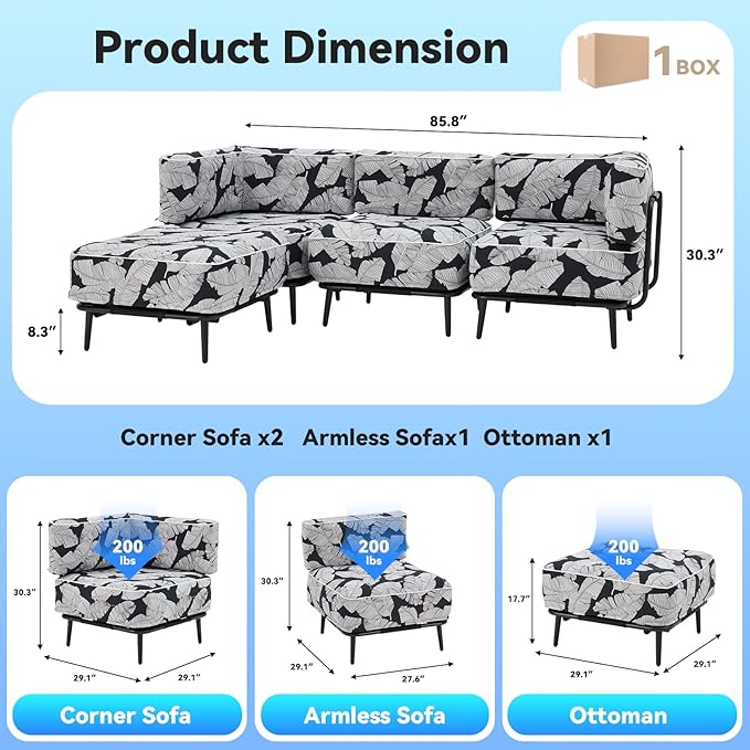 MELLCOM Inflatable 4 Pieces Sofa Set, All-Weather Waterproof Pool Furniture Set for Patio Beach Yard Poolside