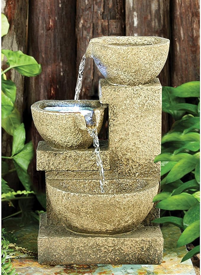 Design Toscano DW8127 Water Fountain with LED Light - Villa Fortino Garden Decor Tabletop Fountain - Desk Fountain Water Feature,Full Color
