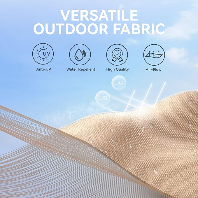 GREEN PARTY 10ft Outdoor Patio Umbrella, [Auto-Tilting] 3 Tiers Market Table Umbrellas with 1.5" Pole, 8 Sturdy Ribs, 3-Year-Non-Fading for Garden Deck Pool Backyard, Beige