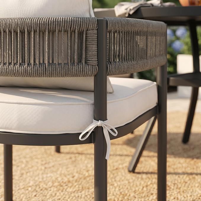 VICLLAX Patio Dining Set for 8-63" Round Table & Cushioned Wicker Seats