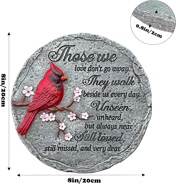 Memorial Garden Stones Red Cardinal Sympathy Gifts for Loss of Loved One - Father’s Day Condolence Bereavement Gift Outside Memory Plaques Outdoor Stepping Stone