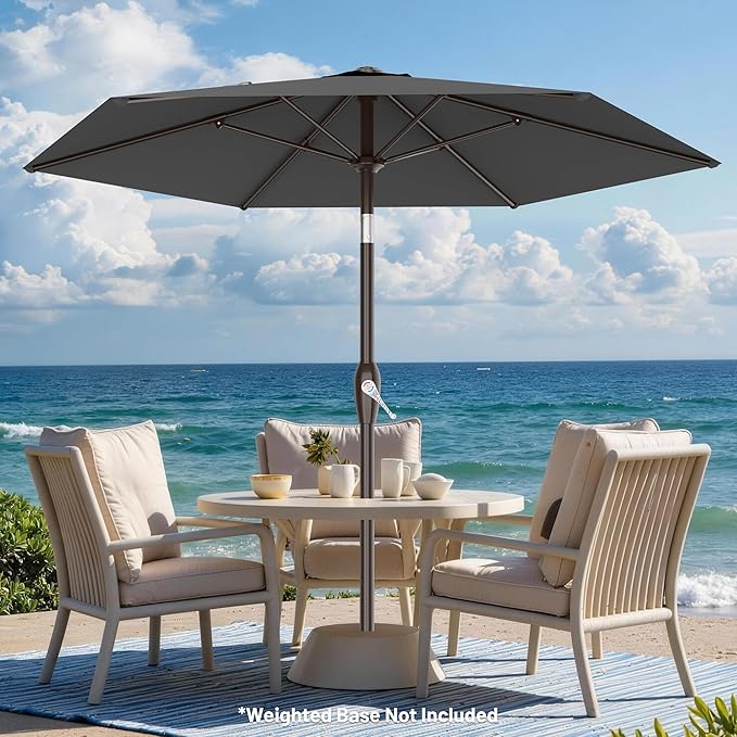 AreShark 7.5FT Patio Umbrella Table Market Umbrella w/Tilt and Crank, Heavy-Duty Outdoor Umbrellas for Pool, Deck, Garden and Backyard, Gray