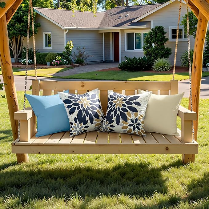 Floral Outdoor Pillow Covers Waterproof Spring Throw Pillow Cases Black Brown 12x20 Inch Set of 2 Decorative Summer Cushion Covers for Patio Furniture Garden Bench Porch Sofa