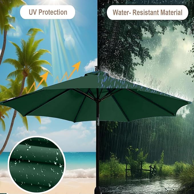 10FT 9FT 8FT Patio Umbrella Replacement Canopy, For 6/8 Ribs Market and Table Umbrella Top, UV Protection,Canopy Only
