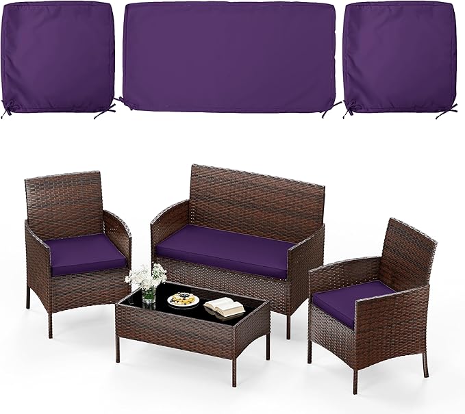 3 Pack of Outdoor Seat Cushion Replacement Set Suitable for 4 Pieces of Wicker Rattan Furniture Terrace Guest Set Sofa Chair (36x18x2, 18x18x2), Only Cover