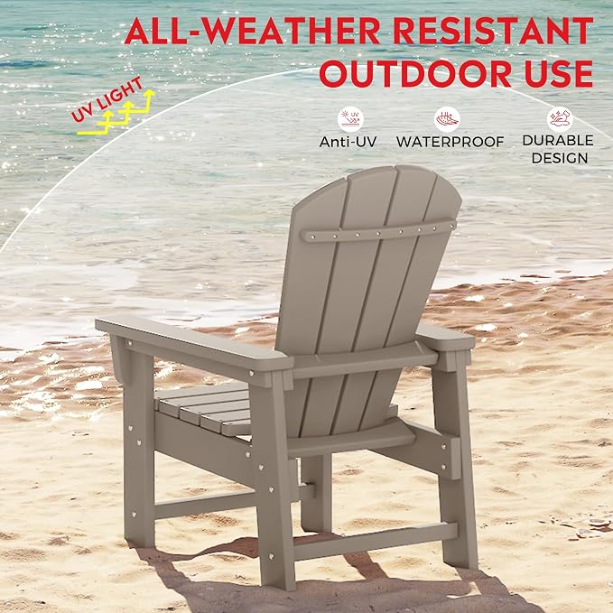 Costaelm Paradise Kids 5-Piece HDPE Outdoor Patio Round Dining Table and Chairs Set, Weathered Wood