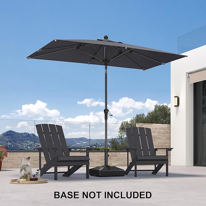 PURPLE LEAF 8' x 5' Rectangular Patio Umbrella Outdoor Table Umbrella Aluminum Frame Market Umbrella Sun Umbrella with 8 Sturdy Ribs & Tilt for Garden Deck Lawn & Pool Light Gray