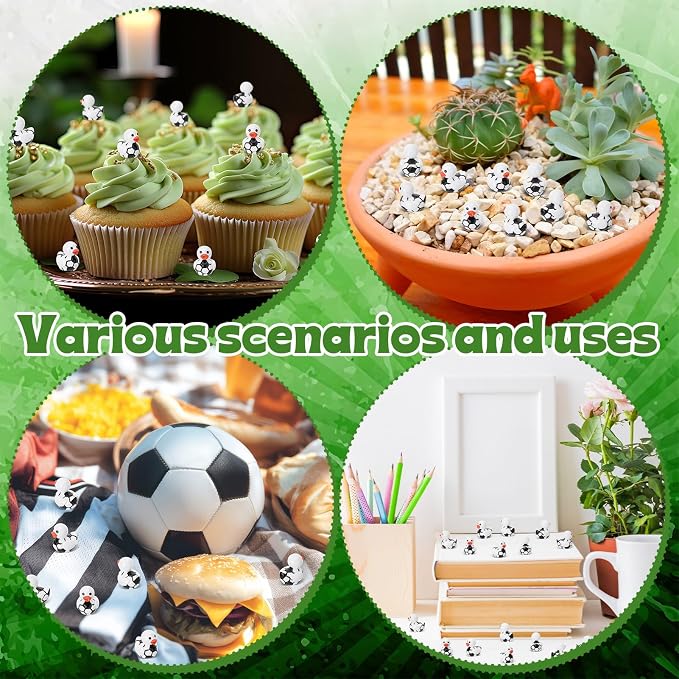 30 Pcs Soccer Ducks, Mini Soccer Resin Ducks Bulk, Fun Printed Toy Figures for Sports Party Favors, Themed Decor, Kids Gift Collection (Soccer)