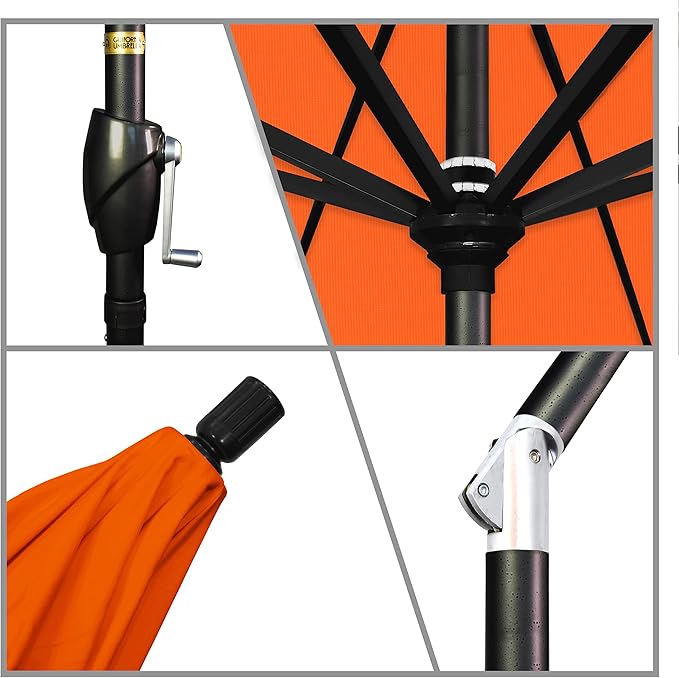 California Umbrella 7.5' Round Aluminum Market Umbrella, Crank Lift