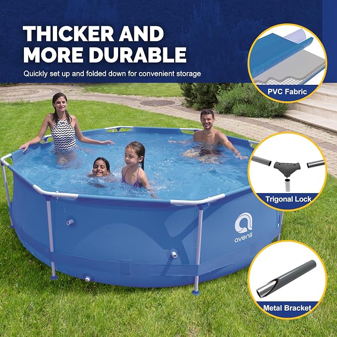 DIMAR GARDEN 10ft x 30in Above Ground Swimming Pool, Steel Frame Round Swimming Pool