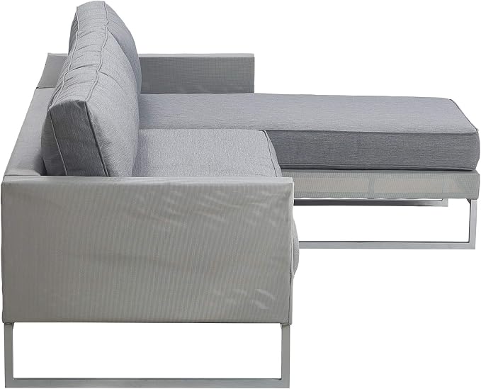 Elle Decor Tropez Mesh Outdoor Patio Furniture Collection with Metal Frame Sectional, Gray