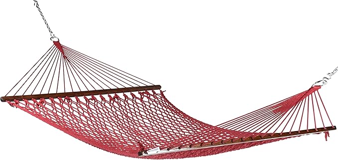 Caribbean Rope Hammock - 55 Inch - Soft-Spun Polyester (red)
