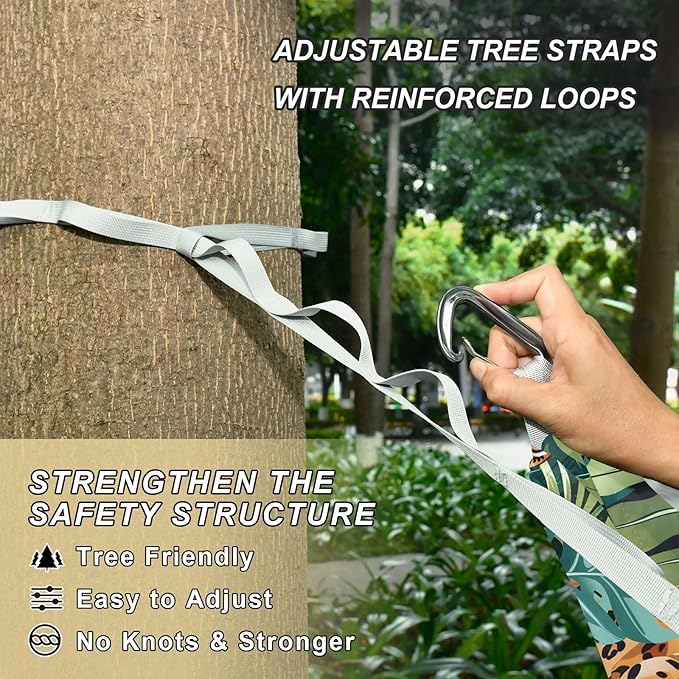 Camping Hammock Outdoor Hammocks for Outside Leopard Tropical Leaves Beach Trees Portable Lightweight with Pockets Tree Straps Indoor Small