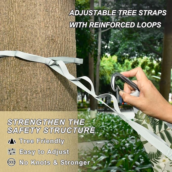 Camping Hammock Outdoor Hammocks for Outside Green Plant Flowers Beach Trees Portable Lightweight with Pockets Tree Straps Indoor