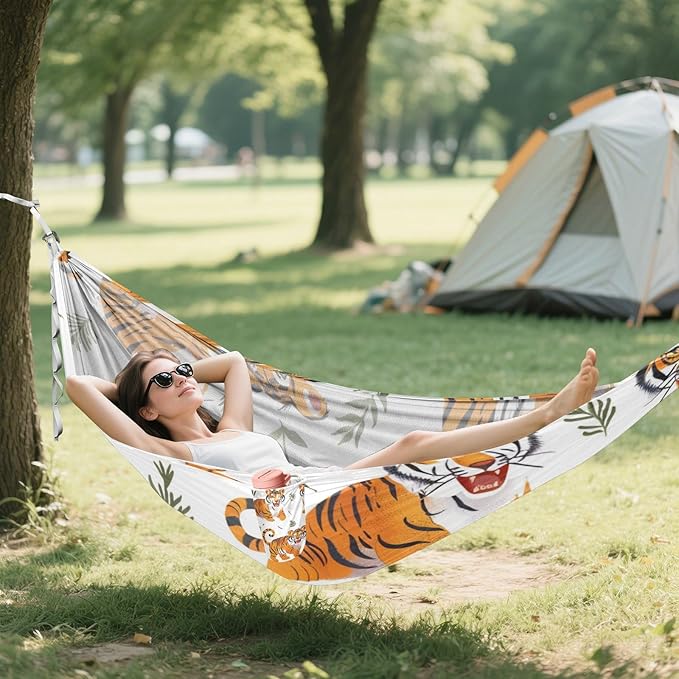 Cartoon Cute Orangiger 330lb Capacity Outdoor Hammocks with Hanging Rope Indoor Hammock for Outside Patio Backyard Poolside Silla colgante para Patio Exterior