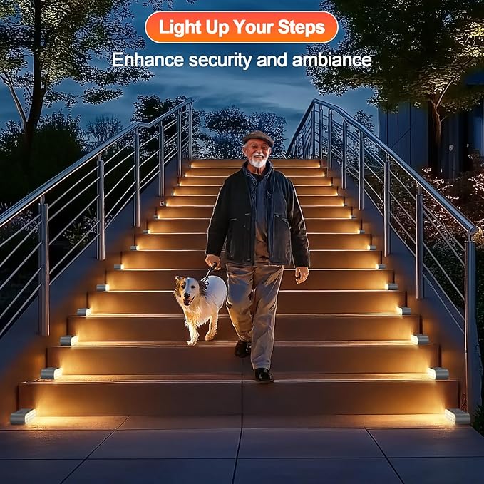Solar Stair Lights 12 Pack, Solar Step Lights Outdoor Waterproof IP67, LED Solar Powered Lighting for Steps, Stairs, Deck, Dock, Patio, Walkway, Front Porch Decor