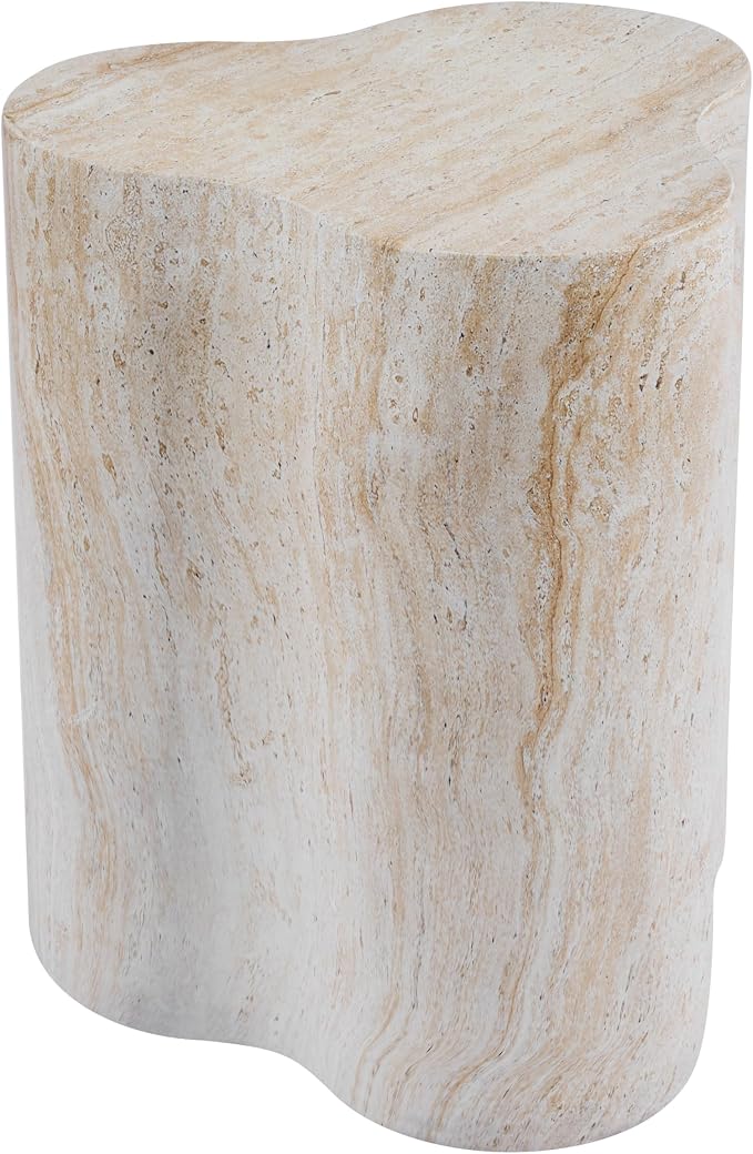 Christopher Knight Home Yayce 18.11" H Indoor Outdoor Accent Side Table, Patio Decorative End Table, Cloud-Shaped Lightweight Concrete Garden Stool for Patio Balcony & Garden Decor, Light Beige