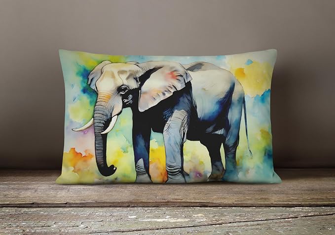 Caroline's Treasures DAC2905PW1216 Elephant Throw Pillow Machine Washable, Indoor Outdoor Decorative Pillow for Couch, Bed or Patio, 12HX16W