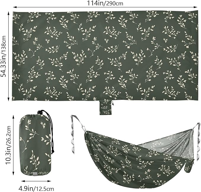 Camping Hammock Outdoor Hammocks for Outside Grass Dark Green Beach Trees Portable Lightweight with Pockets Tree Straps Indoor