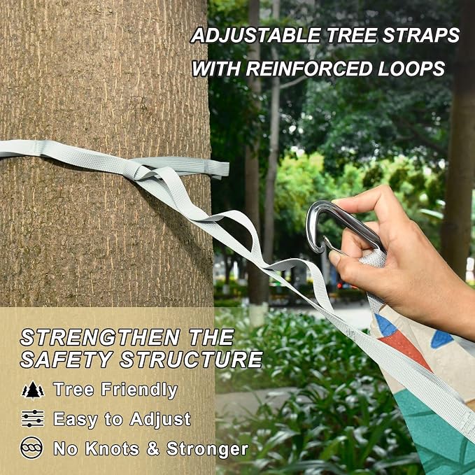 4th_July_Landmarks_Picture_Book_Pattern Outdoor Hammocks with Tree Straps Tree Hammock for Patio Backyard Lounge Base
