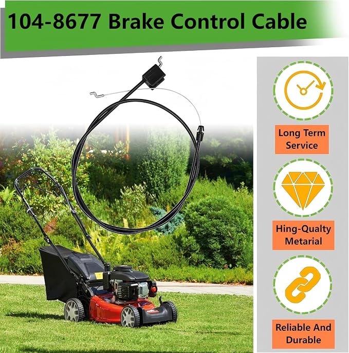 104-8677 Brake Control Cable fits Toro 22" Recycler Lawn Mower Replaces 290-935 1048677 20001 20003 20005 20009 Replaces 104 8677 290-935 Lawn Mower Brake Cable