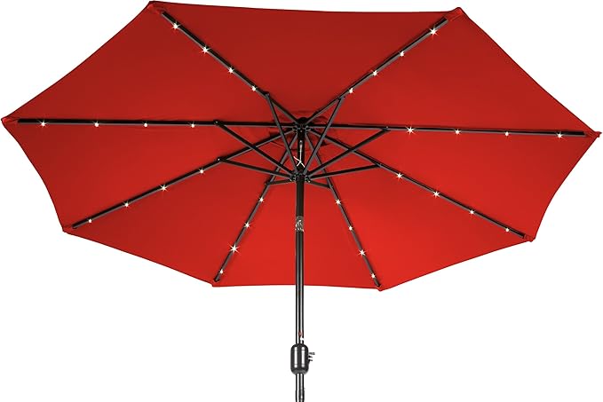 Trademark Innovations Deluxe Solar Powered LED Lighted Patio Umbrella - 9'
