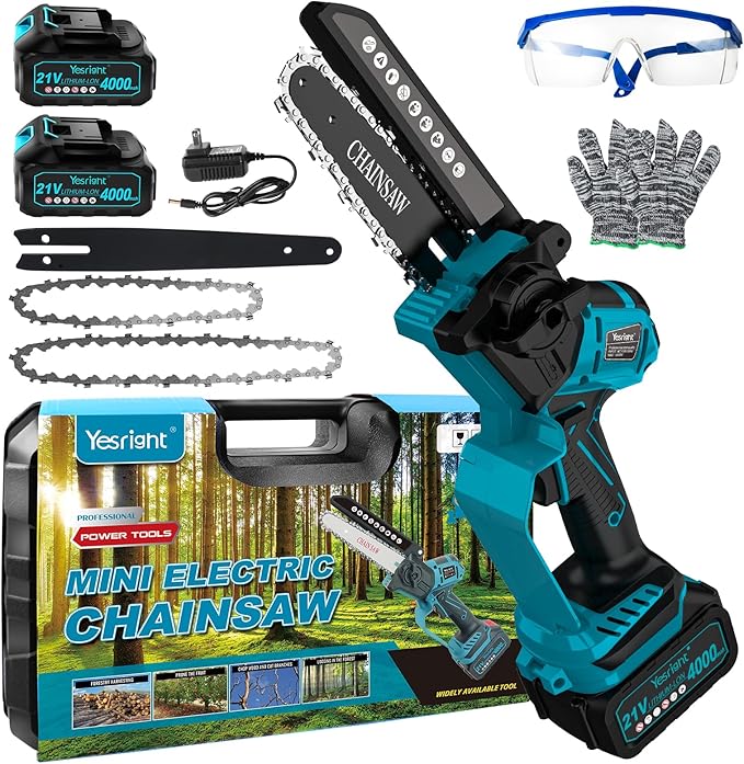 Mini Chainsaw, 8" & 6" Hand Held Cordless Chain Saw with Auto-Oiler, Portable Small Electric Saw Brushless with 2x4.0AH Battery for Tree Pruning Wood Cutting
