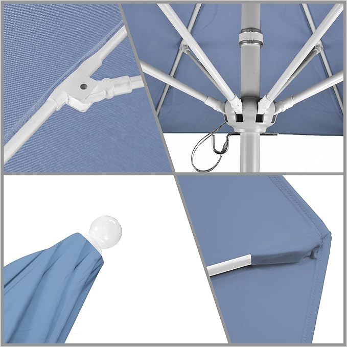 California Umbrella 9' Round Aluminum/Fiberglass Umbrella, Push Open,