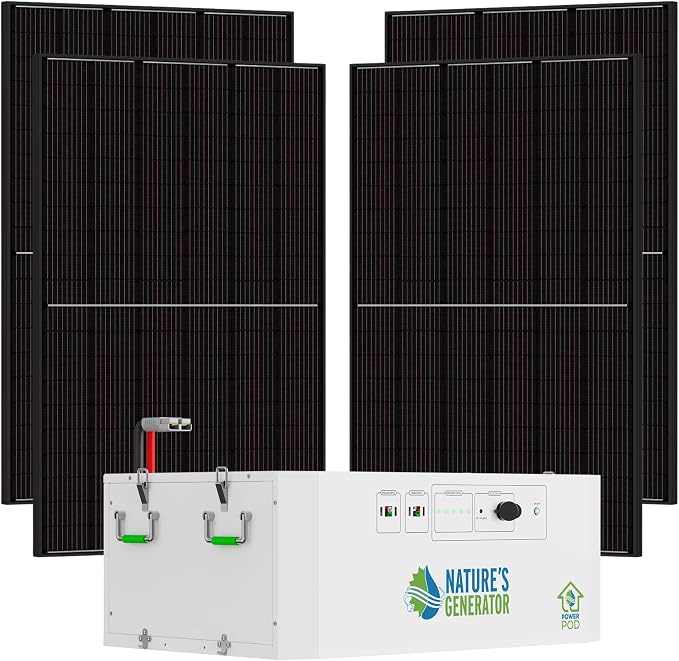 Nature’s Generator Powerhouse Power Addition Plus:4800Wh Power Pod and Four 410W Power Panels,2000W Solar Charging Input, and 1000W Wind Charging Input