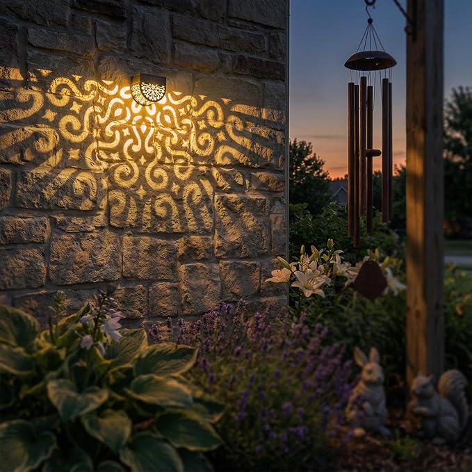 Hapjoy Solar Fence Lights Outdoor 4 Pack Solar Step Lights LED Powered Wall Lights Decorations Warm Yellow Light Waterproof Decorative Lighting for Garden, Front Door, Backyard (Black 3)