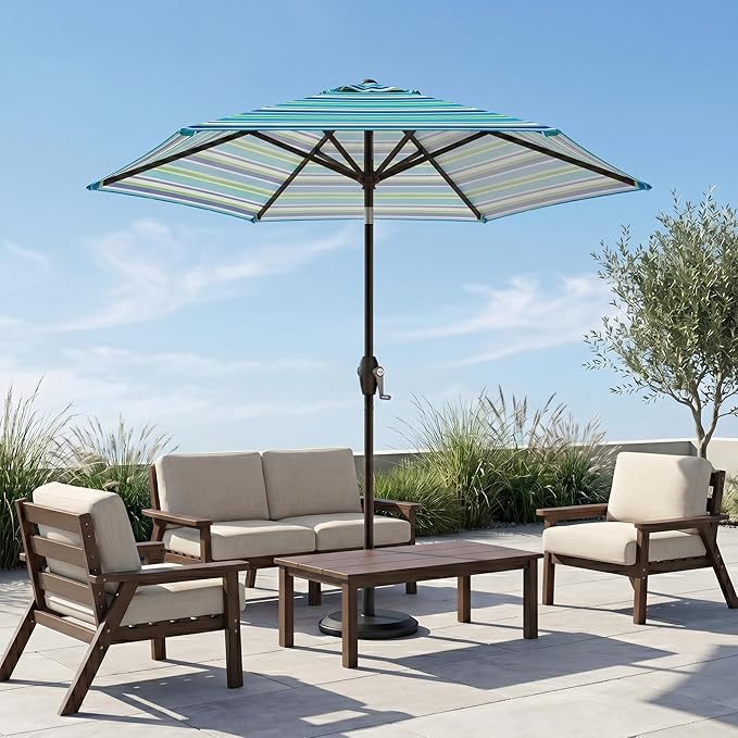 7.5ft Patio Umbrella, Outdoor Table Market Umbrella with Smooth Crank Lift, 6 Windproof Fiberglass Ribs, UPF50+ UV Protection for Deck, Pool, Garden and Backyard