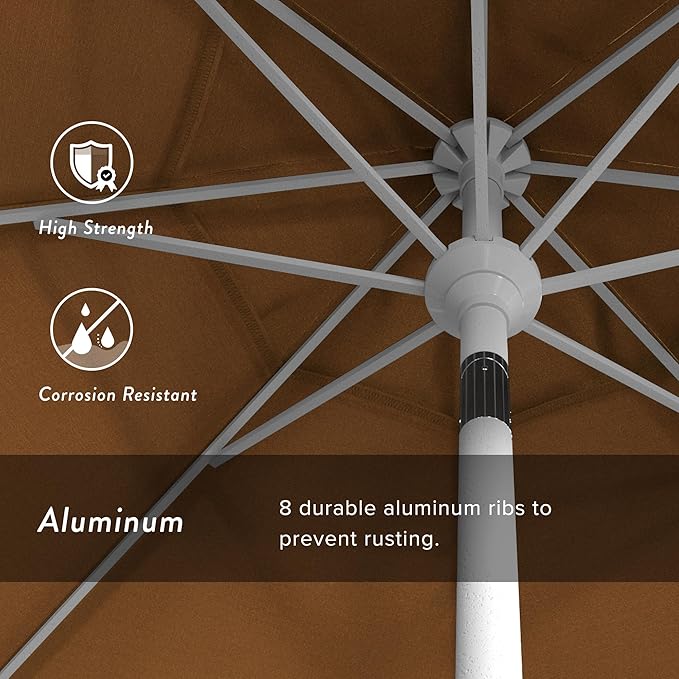 California Umbrella 7.5' Rd. Aluminum Patio Umbrella, Crank Lift, Collar Tilt, White
