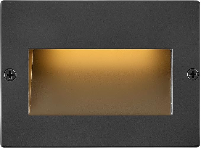 Hinkley Landscape Lighting Taper 1563SB Horizontal 12v Step Light, Low-Voltage, Recessed Mount, Integrated LED, Satin Black