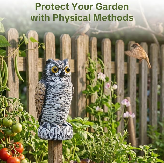 OFFO 2 Pack Fake Owl, Owl Statue for Garden and Yard Decoration, Weatherproof Plastic Outdoor Owl Decor for Porch Pool Patio Yard, 8-Inch Height, Round + Short Ear Owl