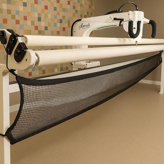 SATINIOR Extra Long Hammock Storage Net with Elastic Hooks Black Stretchy Mesh Gear Protection Storage Net for Long Arm Quilting Machine Hammock Accessories