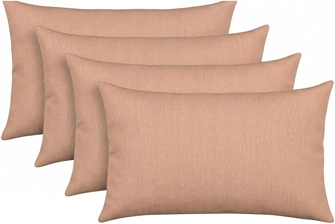 RSH DECOR: Designer Select Sunbrella Lumbar Throw Pillows Set of 4 | 20" x 12" | Water and Fade-Resistant Performance Fabric | Indoor Outdoor Accent Pillows | Made in USA (Cast Petal Pink)
