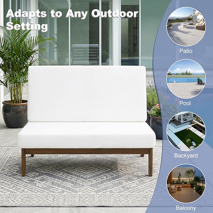 Pia Ricoo 1-Piece Patio Furniture Set, Outdoor Loveseat with 4.5-Inch Thick Cushions, All-Weather Outdoor Sofa for Backyard, Deck, Lawn - Beige