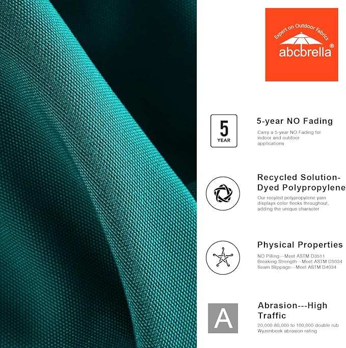 ABCCANOPY OLEFIN® 5-Year No Fading 9FT Patio Umbrella, Outdoor Table Umbrella with 8 Sturdy Ribs for Deck, Backyard, Yard (Turquoise)