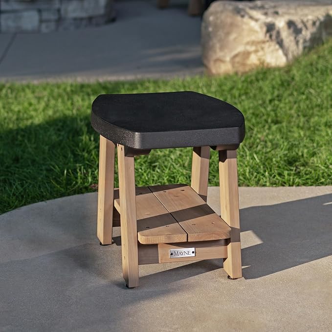 Mayne Mesa Weather Resistant 2-Tier End Table with Built-in UV Inhibitors, Easy Assemble Patio Furniture, Outdoor Furniture for Patio, Porch, Backyard