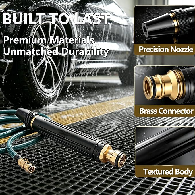 Home High Pressure Car Wash Water Gun with Booster Nozzle, Powerful High-Pressure Water Gun for Car Cleaning, for Watering Plants and Vegetables, and Garden Hose