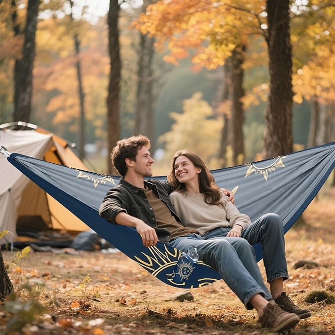 Gold Boho Sun Moon 330lb Capacity Hammocks for Camping with Tree Straps Indoor Hammock for Outside Beach Patio Garden Base para hamaca