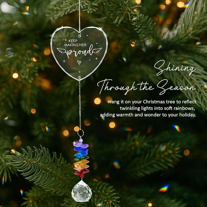 Memorial Suncatcher Sympathy Gift for Loss of Mother - Crystal Rainbow Maker - Bereavement Keepsake - Hanging Crystal Decor - Loss of Mom - Daily Remembrance
