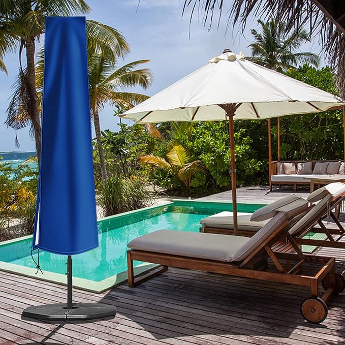 OKPOW Umbrella Cover 420D Oxford Fabric Patio Umbrella Covers Waterproof with Zip, for 9ft to 12ft Garden Outdoor Umbrella (Blue)