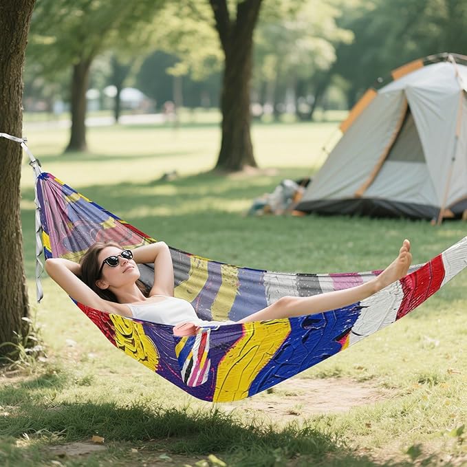 Animal Skin Pattern 330lb Capacity Outdoor Hammock with Tree Straps Backyard Hammock for Camping Travel Accessories amacas para patios con Base de adultos