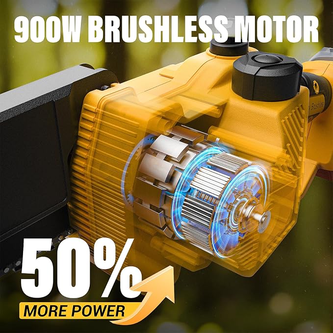 Cordless 8In Chainsaw w/ 4.0Ah Battery and Charger,Compatible with Dewalt 20V MAX Battery, 39Ft/s Electric Portable Chain Saw Auto Oiler, 900W Brushless Motor, for Tree Trimming, Cutting, Pruning
