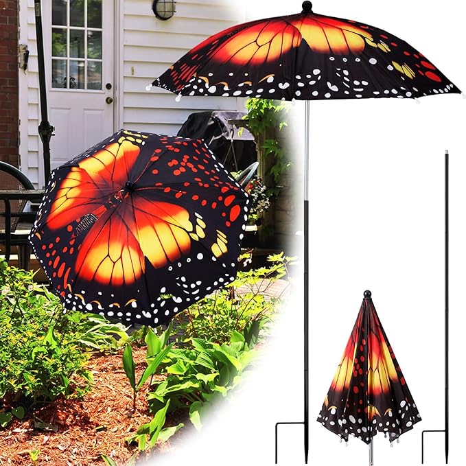 Plant Umbrellas for Outdoor Plants, Large Garden Plant Umbrella Shade Upgraded Adjustable Angle Height for Potted Plants Garden Beds